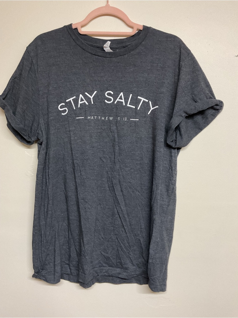 Bella Canvas Stay Salty Tee - Charcoal with White Print